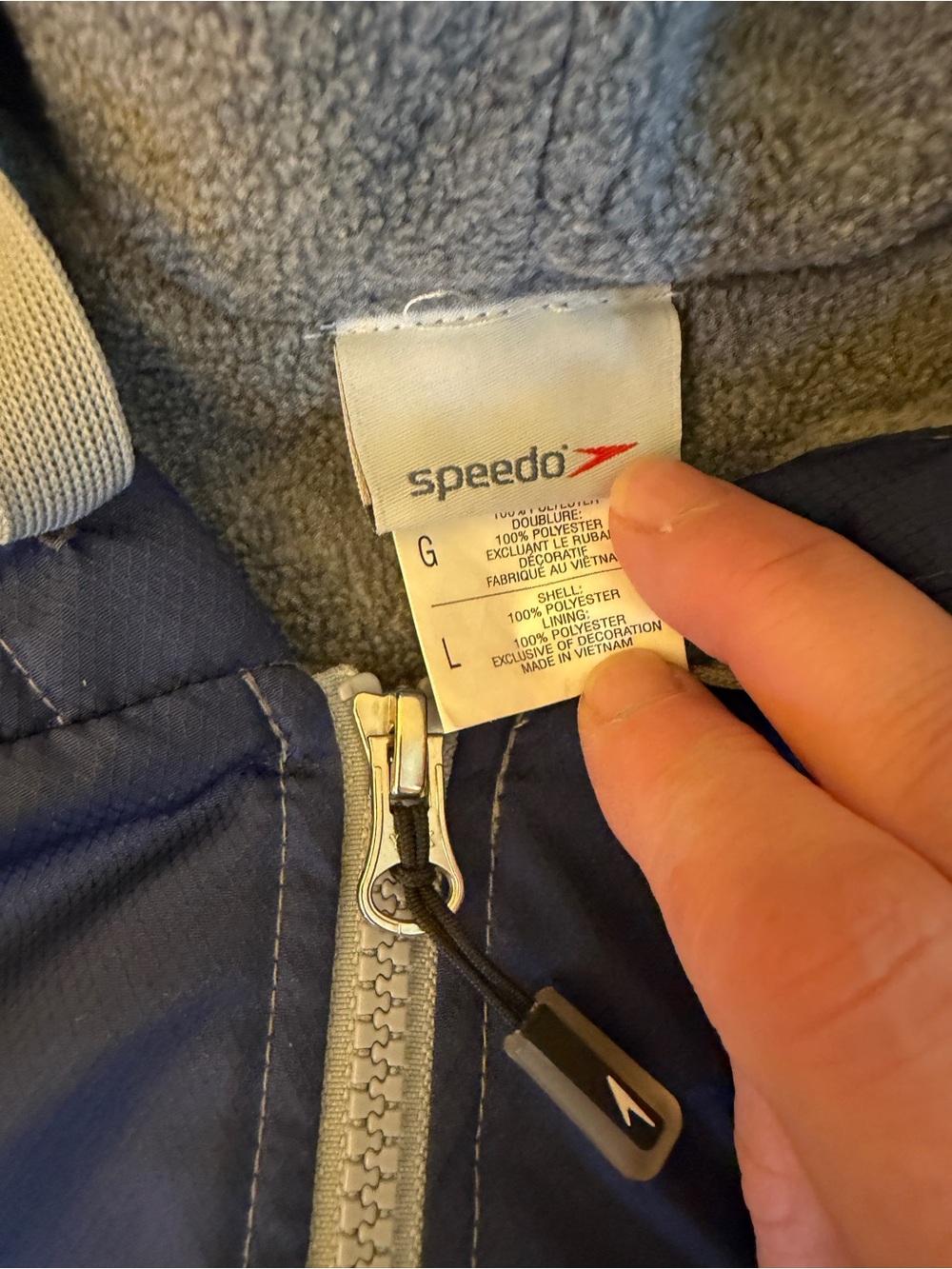 Speedo Swim Parka Adult Large Blue Hooded Fleece Lined Full Zip Deck Coat - Picture 5 of 8